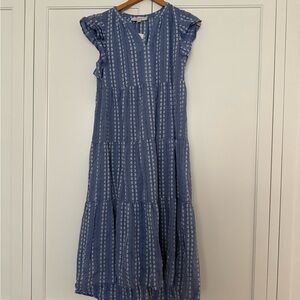 LOFT Blue and White Midi Dress